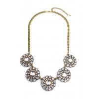 Glam Crystal Circle Floral Necklace